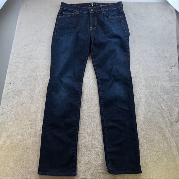 7 For All Mankind Men's Jeans Size 33x33 Slim Straight Classic Casual Blue Denim - Picture 15 of 16